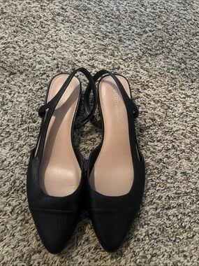 BCBGeneration Black Pointed Slingback Mules